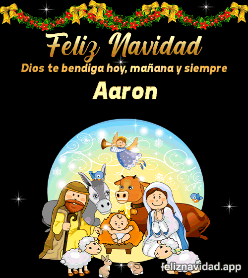 GIF Feliz Navidad Dios te bendiga hoy, mañana y siempre Aaron
