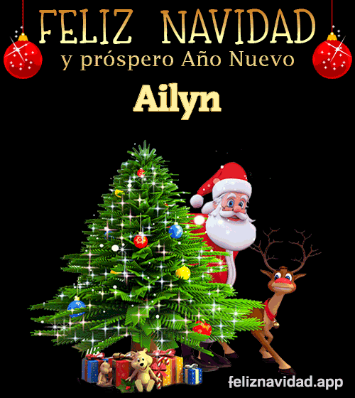 GIF Feliz Navidad y Próspero Año Nuevo 2024 Ailyn