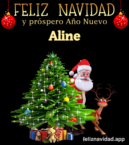 GIF Feliz Navidad y Próspero Año Nuevo 2024 Aline