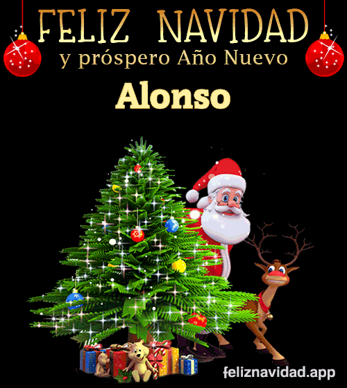 GIF Feliz Navidad y Próspero Año Nuevo 2024 Alonso