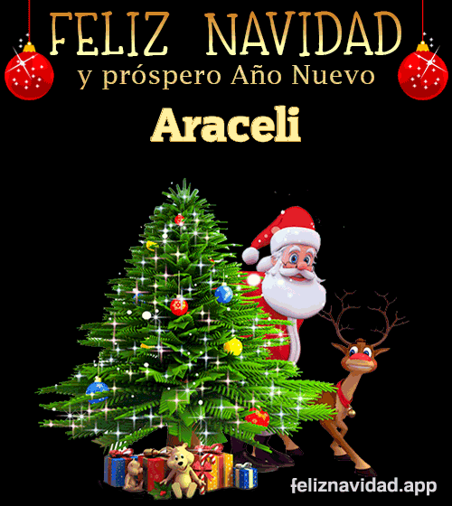 GIF Feliz Navidad y Próspero Año Nuevo 2024 Araceli