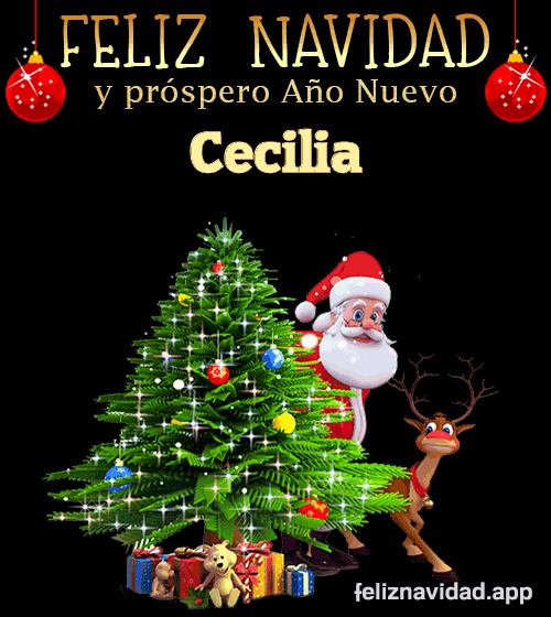 GIF Feliz Navidad y Próspero Año Nuevo 2024 Cecilia