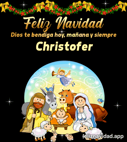 GIF Feliz Navidad Dios te bendiga hoy, mañana y siempre Christofer