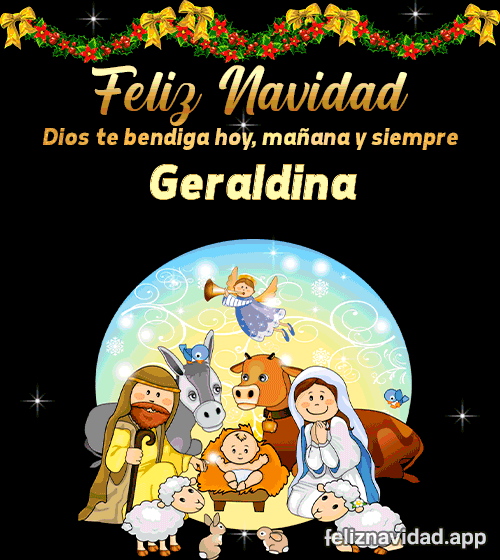 GIF Feliz Navidad Dios te bendiga hoy, mañana y siempre Geraldina