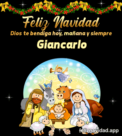 GIF Feliz Navidad Dios te bendiga hoy, mañana y siempre Giancarlo