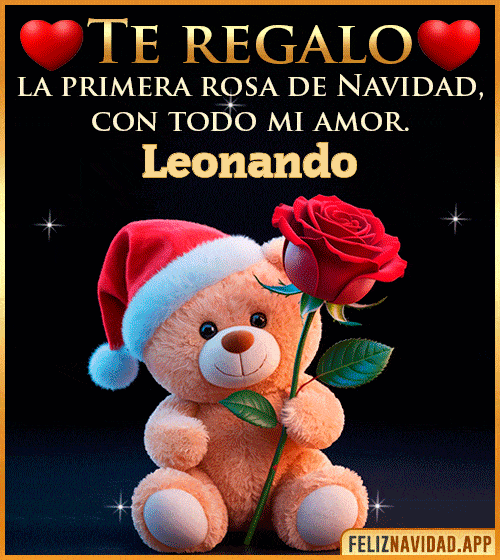 GIF Te regalo la primera rosa de Navidad Leonando