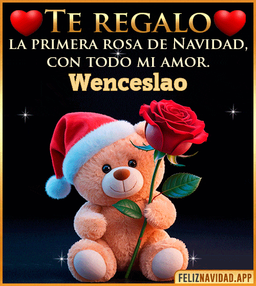 GIF Te regalo la primera rosa de Navidad Wenceslao